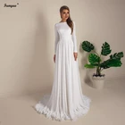 Женское шифоновое свадебное платье It's yiiya, белое платье трапециевидной формы с длинными рукавами и открытой спиной в мусульманском стиле на лето 2021