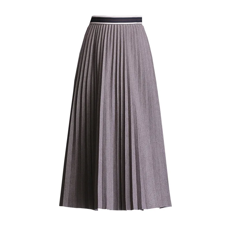 

2020 autumn winter new women's skirts Korean style high-waisted thin woolen pleated skirts