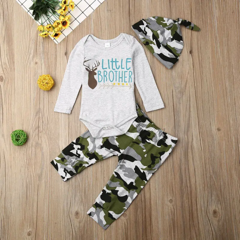Новый милый Камуфляжный принт для новорожденных мальчиков Детская осенняя
