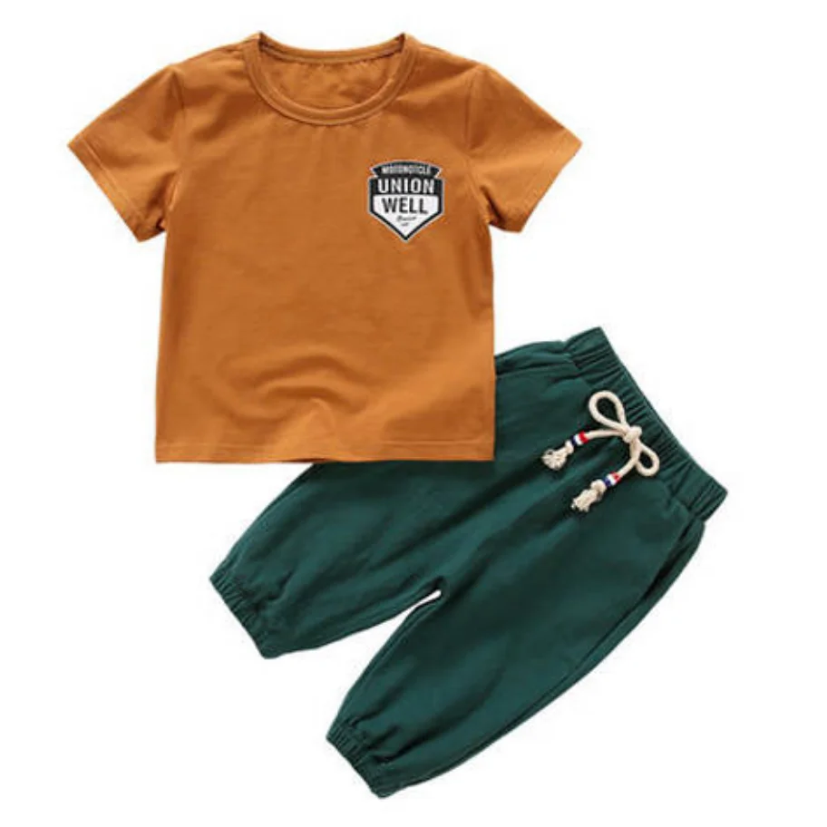 12M-14T Boys Summer Clothes Set 2021 New Casual O-Neck Fashion Letters Printed Two Pieces Children Clothing Suits High Quality |