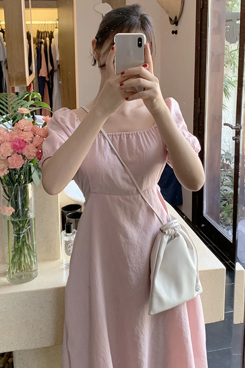 Платье с рукавом фонариком и воротником стойкой в Корейском стиле|Женские