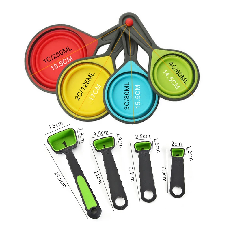 

Folding Silicone Measuring Spoon Set Measuring Cup Stainless Steel Tea Coffee Scale Scoop Home Kitchen Bakeware Tool Accessories