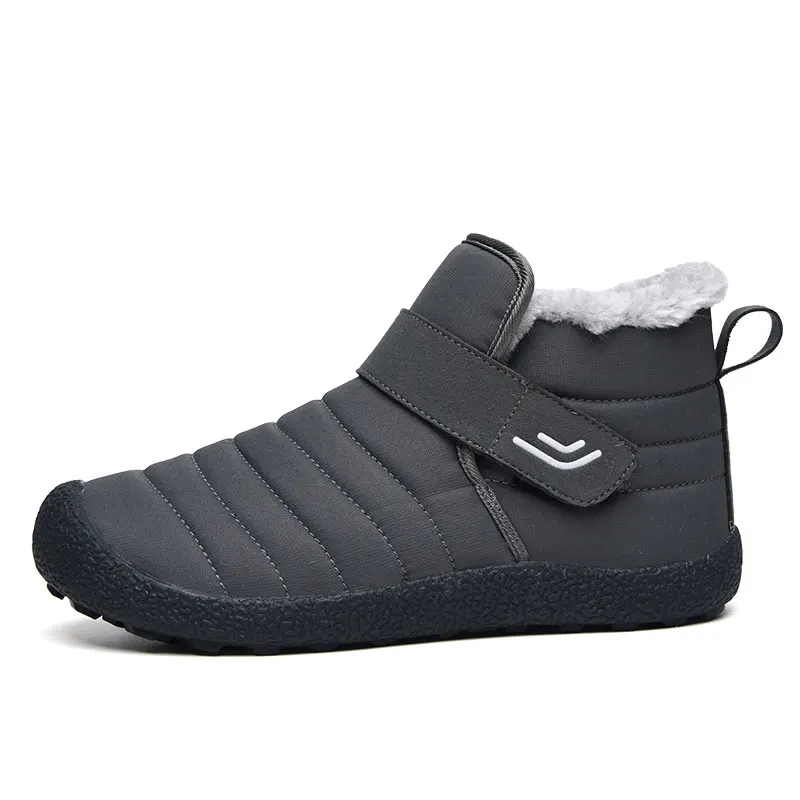 gray Waterproof Men's Winter Shoes Big Size Snow Boots Men Fashion Winter Sneakers Male High Top Snow Boots Outdoor Ankle Boots X-002 - Цвет: gray