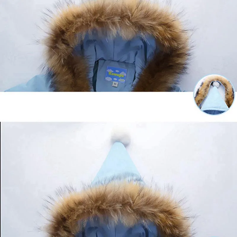 Детский лыжный костюм для мальчиков и девочек теплая парка на утином пуху куртка