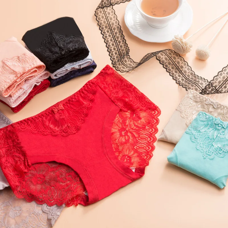 

С бантом; Кружевное нижнее белье женские пикантные милый прозрачный хип хлопковое белье, трусы размера плюс трусы для женщин