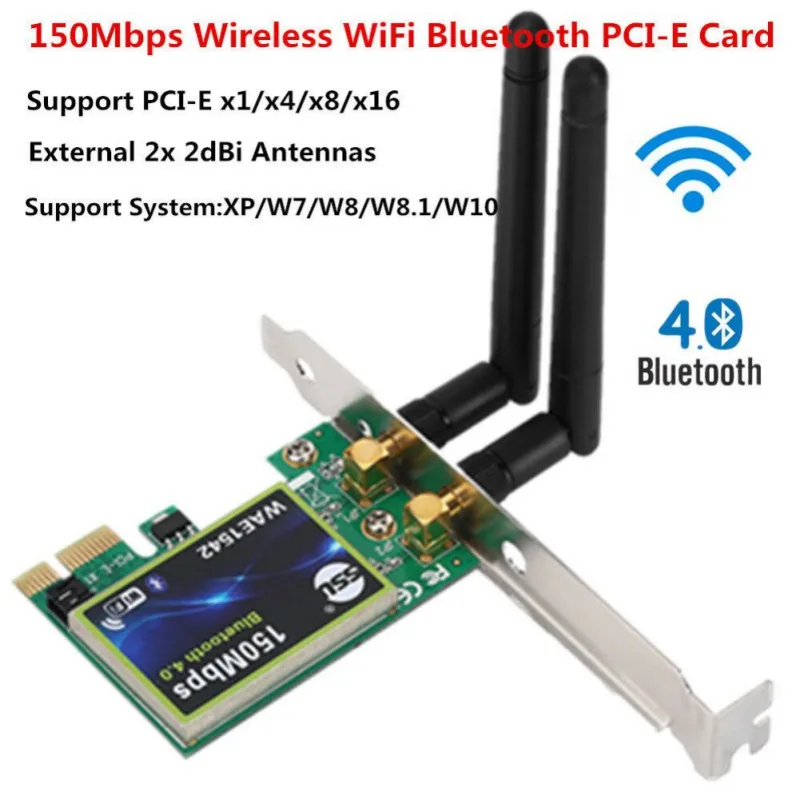 

Сетевая карта Wi-Fi PCI-E, совместимая с Bluetooth, 2,4G, 150 Мбит/с, сетевой адаптер для экспресс-Интернета