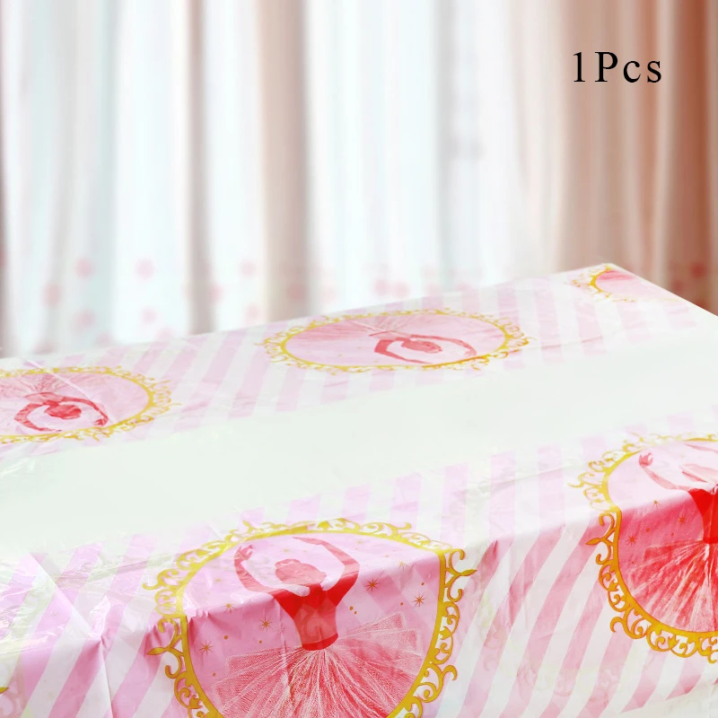 Tablecloth x 1 Балерина танцор балета тема вечерние украшения посуда бумажный стаканчик, тарелка, шляпа, детский душ, воздушные шары для девочек на день рождения - Цвет: Tablecloth x 1