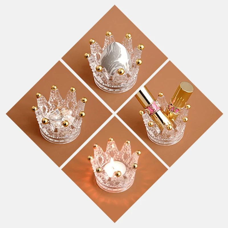 

Puff Beauty Makeup Egg Storage Rack Makeup Jewelry Storage Box Desktop Finishing Organizer Glass Candle Holder