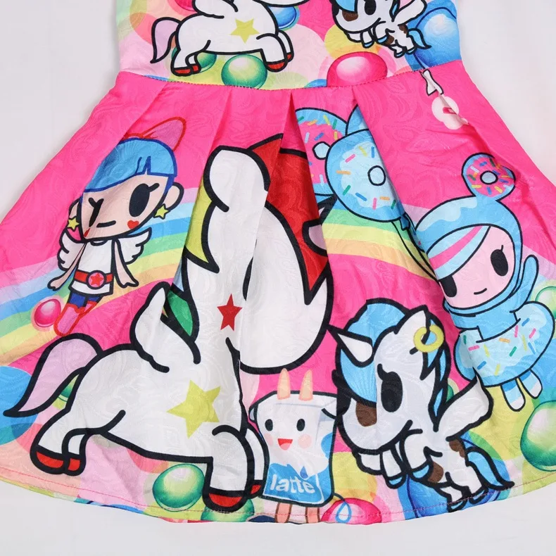 Новое летнее платье принцессы с единорогом Радужное для девочек вечерние платья