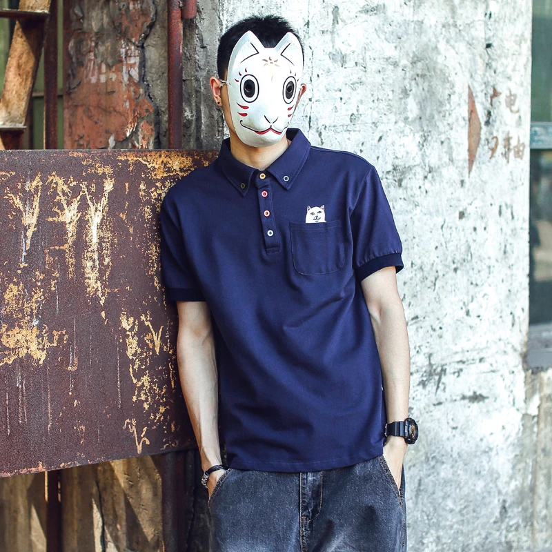 Мужские поло летние рубашки с коротким рукавом карманами 2020 # D885 M-5XL | Мужская