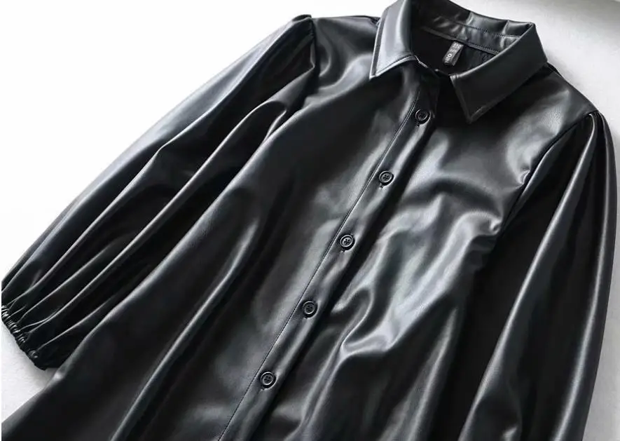 Зимние платья женское модное платье из искусственной кожи женские элегантные