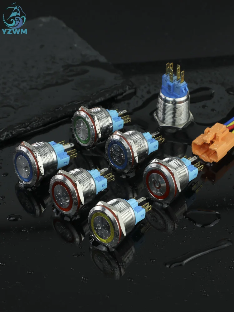 

22mm metal button switch self-locking ring power LED with light symbol 12 24 220 V small round 3A round