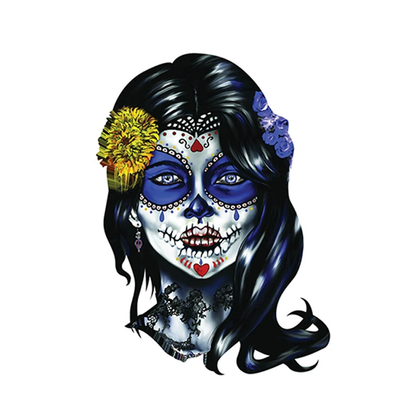 

LLY-0055 Personality Car Sticker Sugar Skull Woman Sugar Face Modeling Decals PVC Waterproof Body Self-adhesive Stickers Decor