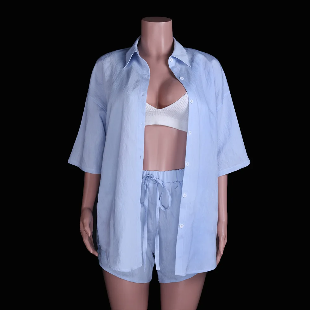 

Backstrom Women's Summer Turn-down Collar T-Shirt Shorts Matching Set Casual Loose Blouse Short Sleeve Crop Tops Fashion Outfits