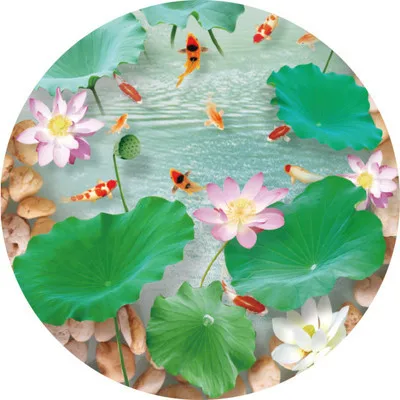 

Beautiful lotus small fresh green round small carpet floor mats bedroom living room home decoration