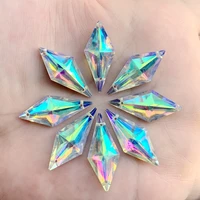diamond crystal gems 12x28mm 2 holes ab flatback rhinestone resin crystal applique rhombus fancy strass stones dress crafts e61
