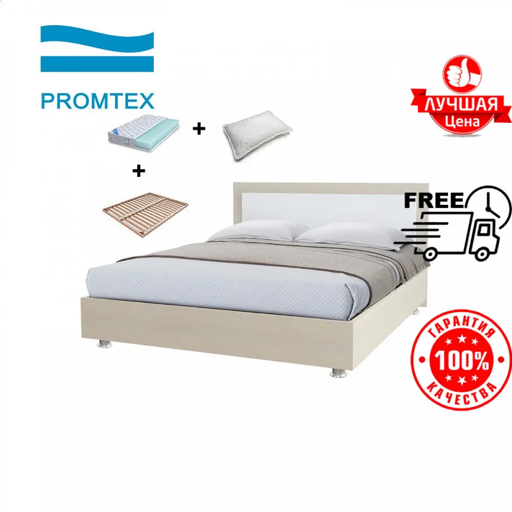 Кровать Promtex Orient Ренли Райс 1+ основание + матрас+ подушка|Кровати| |