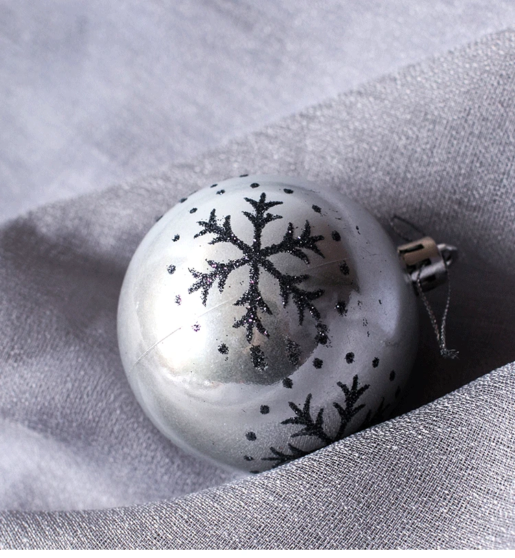 Снежинка Рождественский шар прозрачный черный пластиковый подвесной для елки
