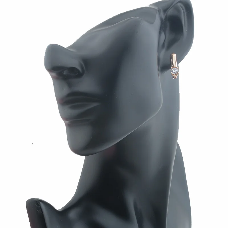 Женские серьги-подвески из розового золота 585 пробы с фианитами