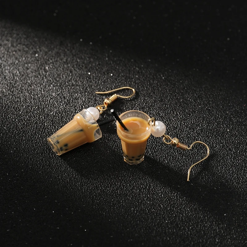 Новые креативные серьги в виде молочного чая с жемчужинами японском и корейском