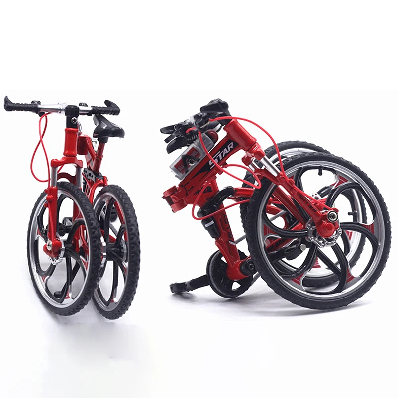 

1:10 Mini Diecast Alloy Bicycle Model Metal Racing Folded Mountain Bike Pocket Portable Simulation Collection Toys Kids CT0160
