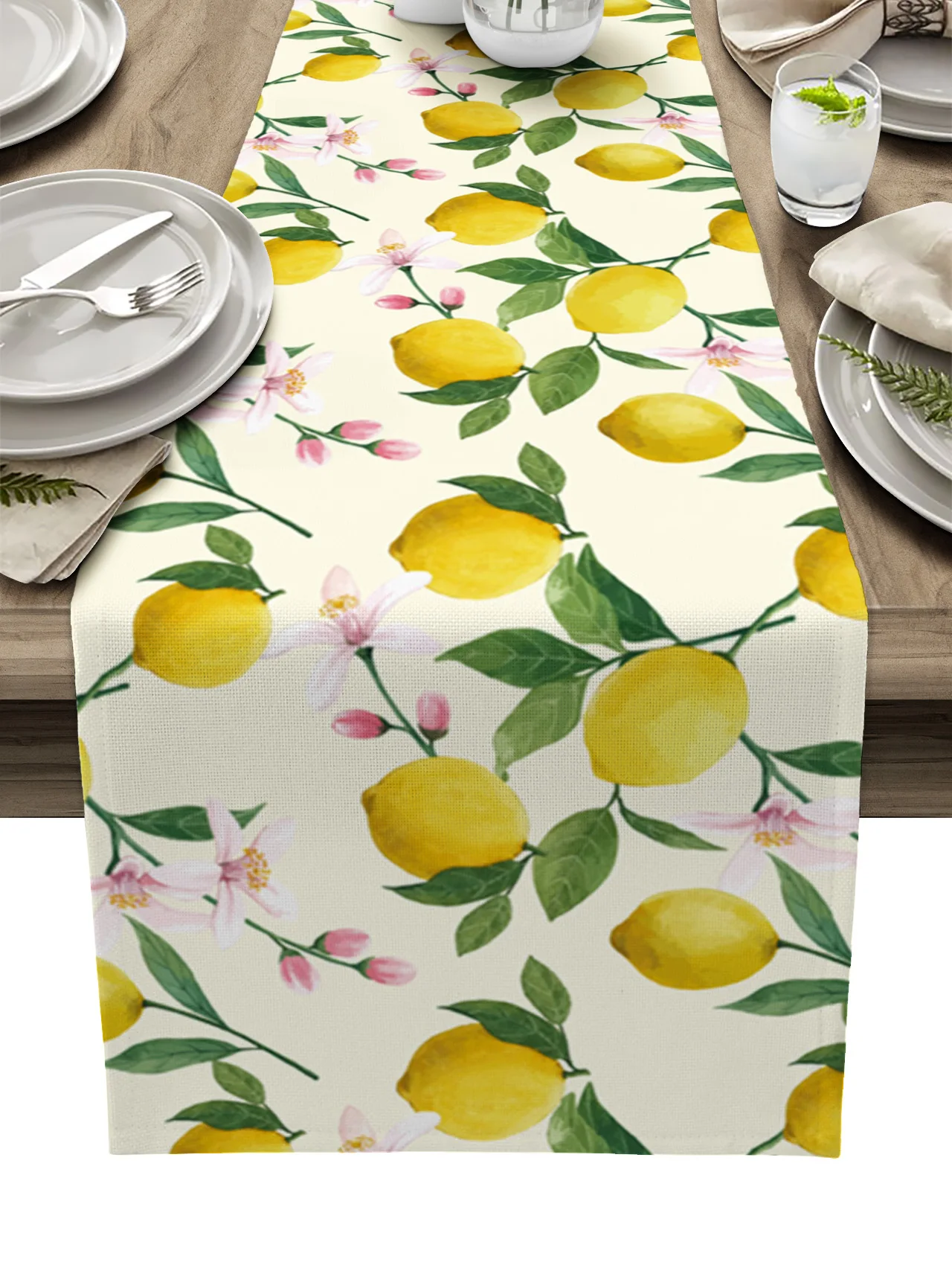 

Summer Lemon Fruit Table Runner Kitchen Decor Tablecloth Placemat Hotel Home Wedding Decor Table Runners