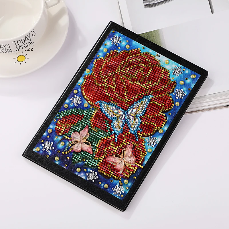 

DIY Diamond Embroidery Notebook Special Shaped Diamond Painting Flower Butterfly Diary Book A5 60 Pages Mosaic Pictures Notebook