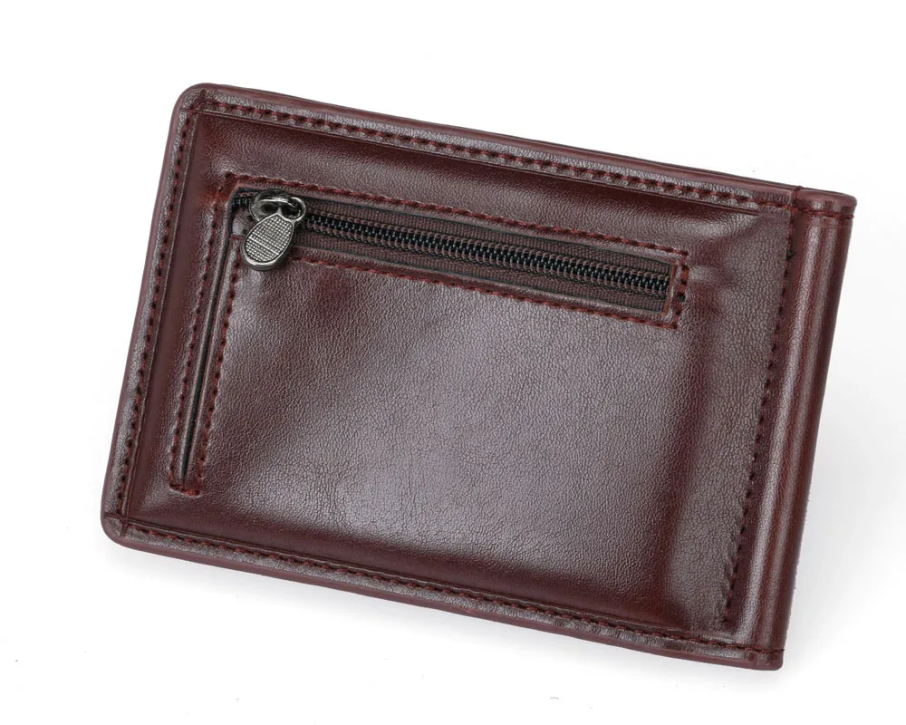 Модные магнитные металлические зажимы для денег мужчин кожаный кошелек банкнот