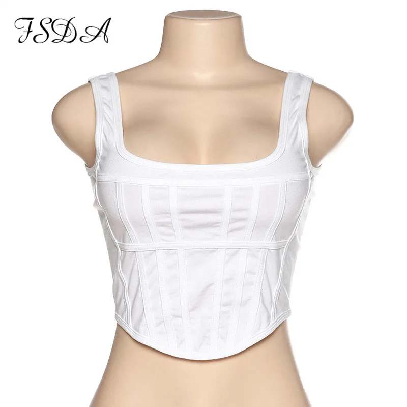 Женский укороченный топ без рукавов FSDA белый пикантный с открытыми плечами