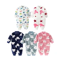 baby romper winter newborn baby boy girl clothes cute print warm infant baby soft fleece jumpsuit pajamas baby girls clothes
