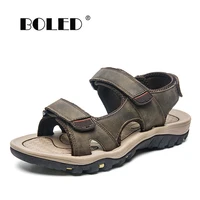 plus size genuine leather beach shoes men quality classics style men sandals soft outdoor summer men shoes