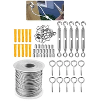 56pcs wire rope cable 30m wire fence railing kits stainless steel clothesline with hook excellent corrosion and rust resistance