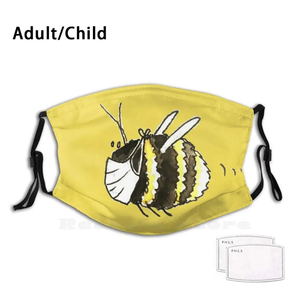 

Шмель в маске (немецкий вариант/желтый), моющаяся маска с фильтром для защиты от пыли, Шмель, пчела, насекомое