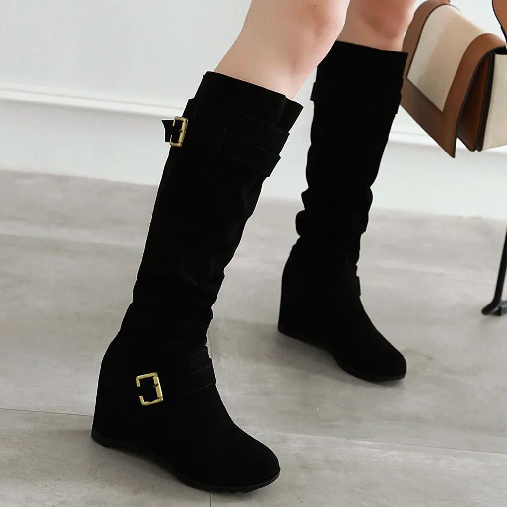 Женские замшевые сапоги высокие для девочек зимние женские до колена в стиле
