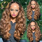 Topnormantic Омбре коричневый цвет свободные волнистые парики для женщин 13x 4 кружевной передний парик Remy из человеческих волос предварительно выщипанная линия волос