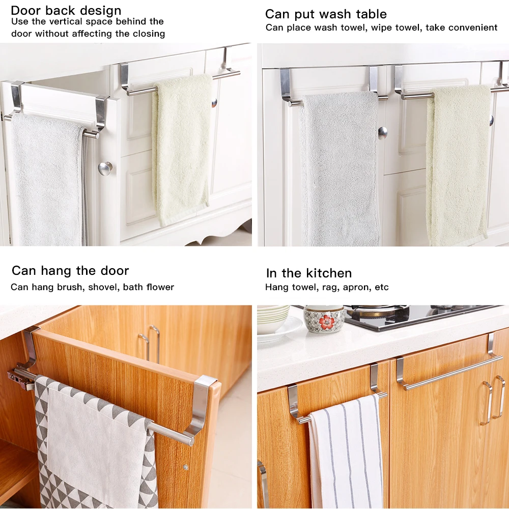 

Towel Stand Rack Kitchen Cabinet Door Towel Rack Stainless Steel Door Hanger Cupboard Holder Kitchen Organizer Wall Hook