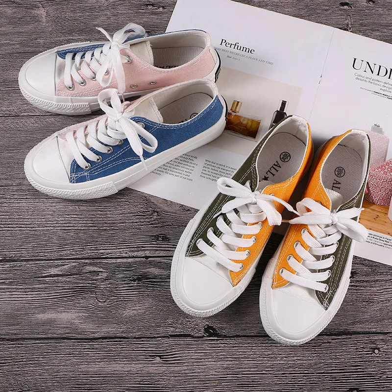 

Zapatillas Canvas Lace-Up Sneakers Women Shoes Fashion Mixed Colors Ladies Shoes 2021 Casual Breathable New Flat Chaussure Femme