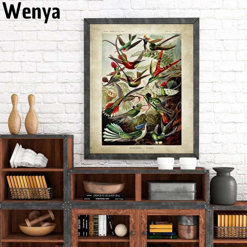 

Scandinavian Poster Hummingbird Palm Tree Plant Art Print Plant Canvas Digital Painting Office Home Wall Artist Home Decoration