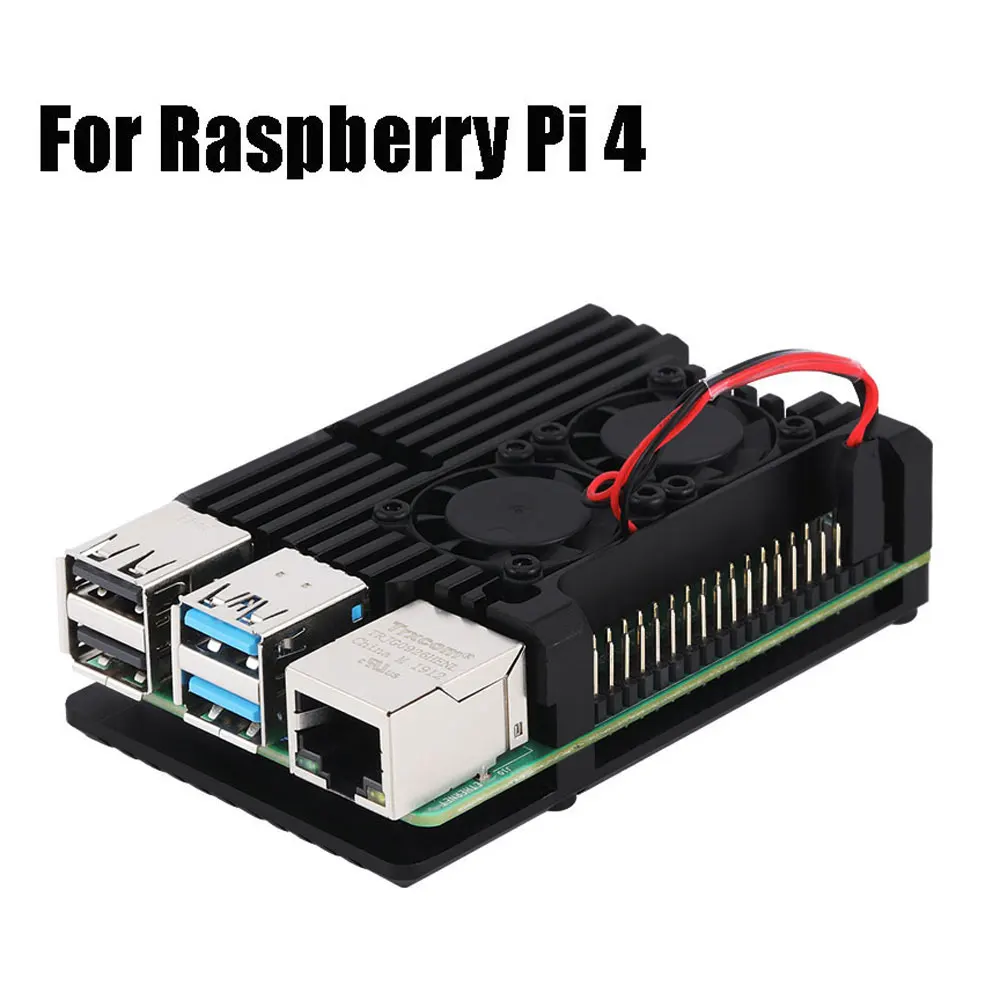 Black With dual fan Алюминиевый корпус сплав Броня с охлаждающим радиатором двойной вентилятор для Raspberry Pi 4 Модель B - Цвет: Black With dual fan