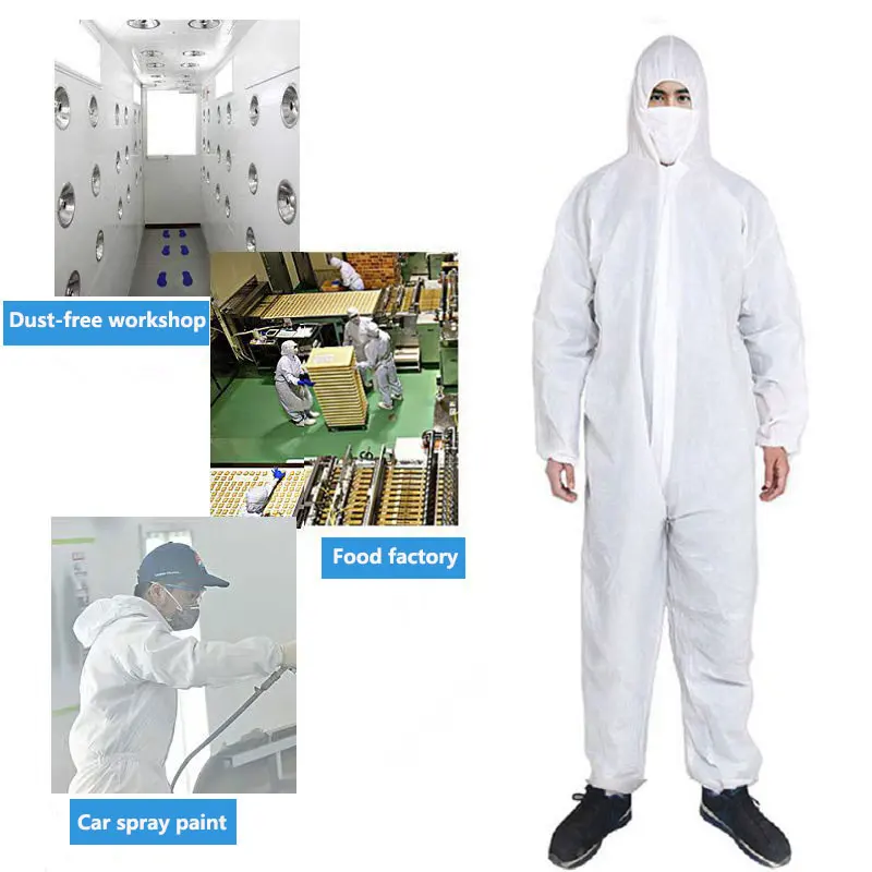 

Breathable Dustproof Sanitary Protection Jumpsuit Hazmat Suit Zip Isolation Protective Coveralls Disposable Safety Clothing