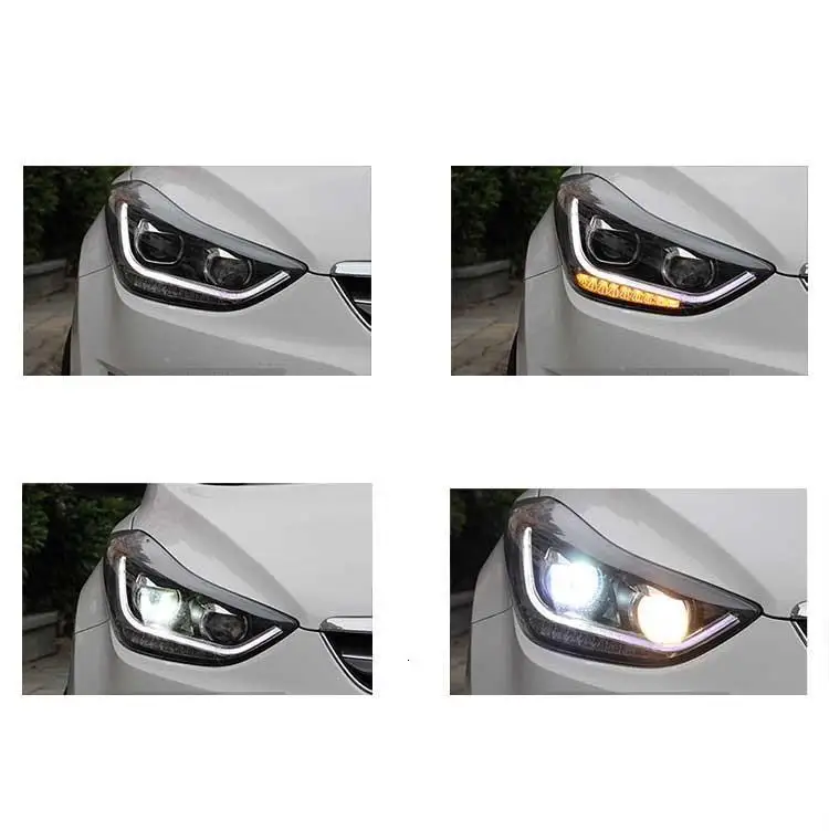 Drl Automovil автозапчасти Cob Стайлинг светодиодные дневные ходовые боковые поворотники фары автомобильные фары в сборе для hyundai Elantra