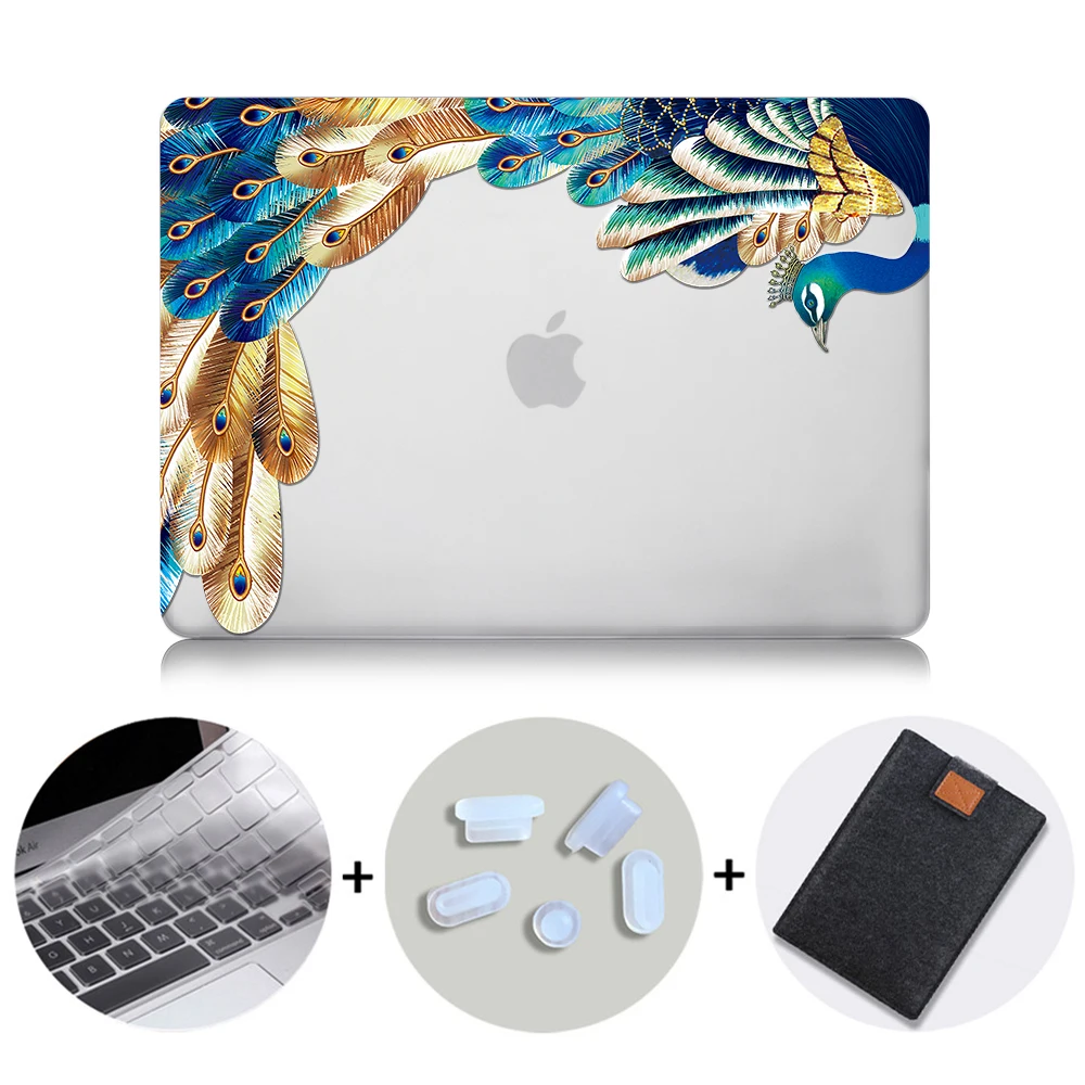 MB06 MTT Хрустальный чехол с перьями для Macbook Air Pro retina 11 12 13 15 дюймов с сенсорной панелью с принтом павлина Твердый Чехол 13,3 ''чехол для ноутбука - Цвет: MB06