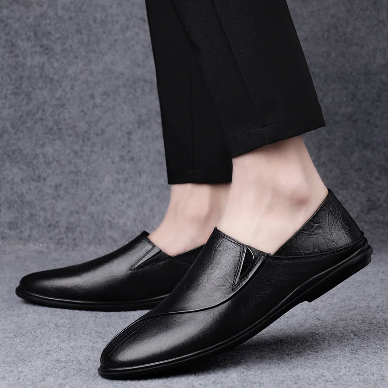 

Men Casual Shoes 2020 Shoes Casual Men Zapatos Casuales Loafers For Fashion Leather Mens Men's Black Para Hombre De Cuero
