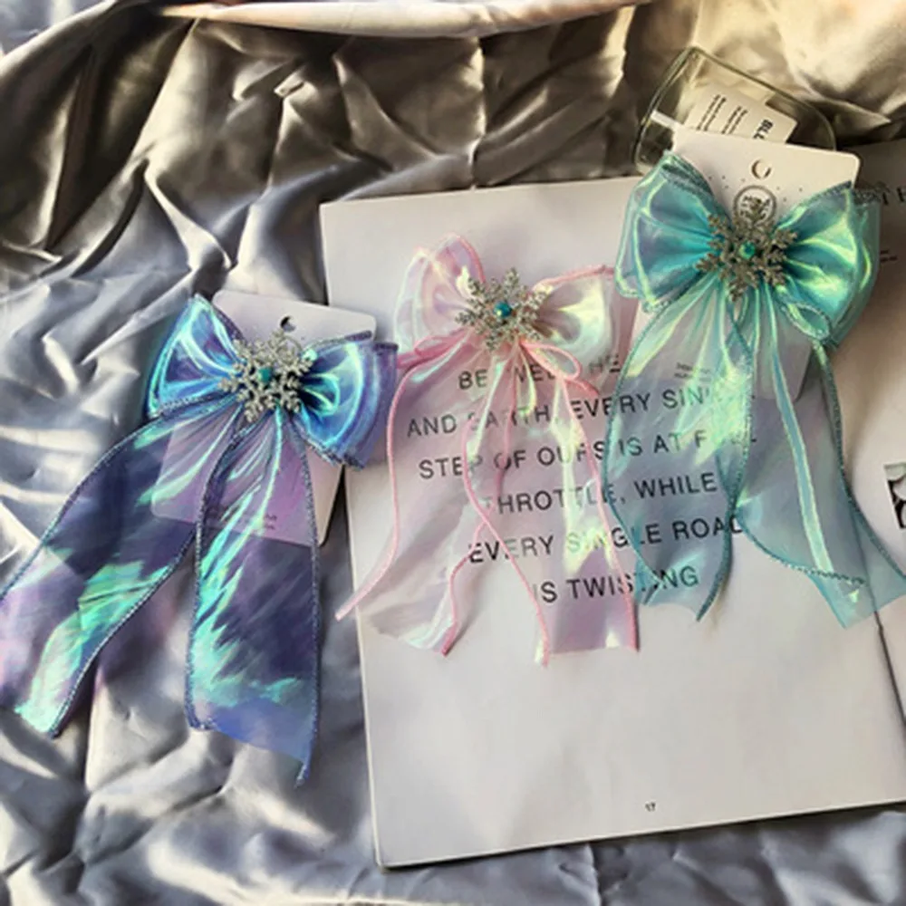 Русалка жемчужная сетка банты для волос Стразы Снежинка лазер парик наращивания