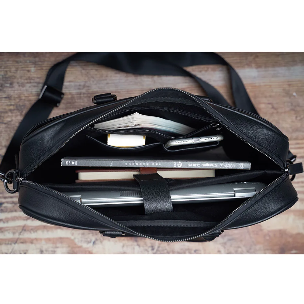 

NUPUGOO Business Men's Briefcase Genuine Leather Casual Man Handbag Shoulder Large Capacity Crossbody Bag For 15.6 Inch Laptop