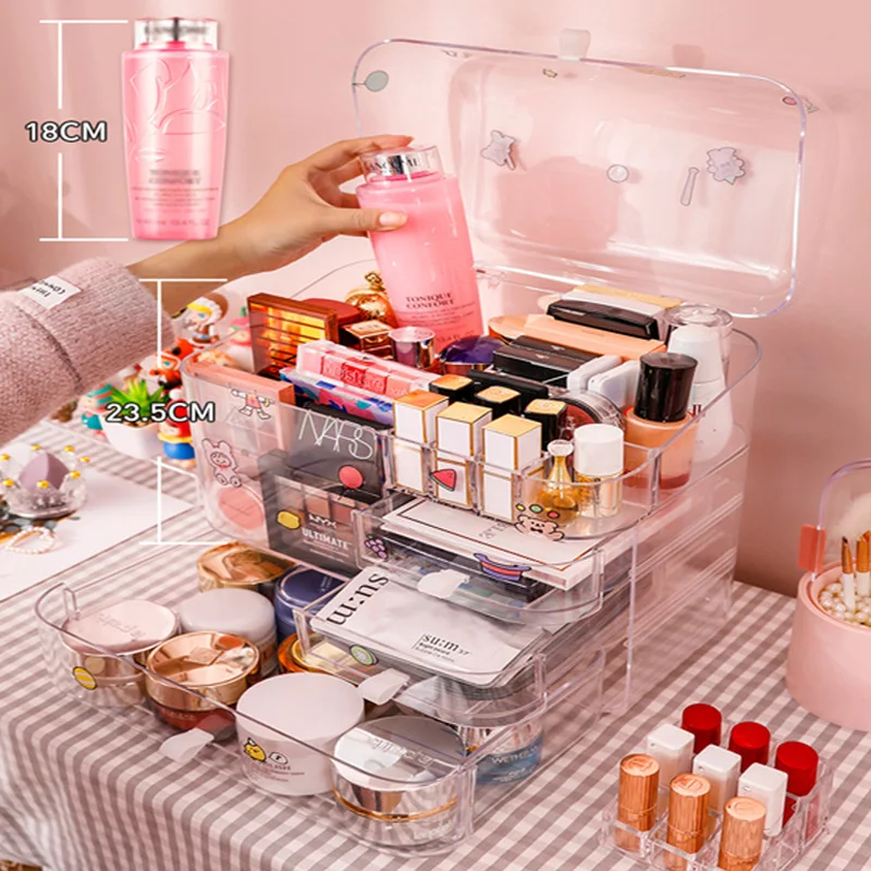 Многофункциональная коробка для хранения косметики 8 в 1 настольная стойка