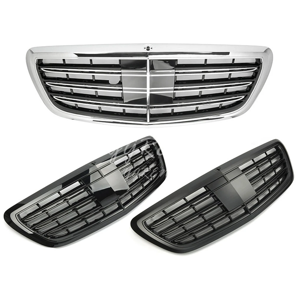 Решетка радиатора Передняя GT R для Mercedes Benz S Class W222 2014-2018 хром Черная | Автомобили и