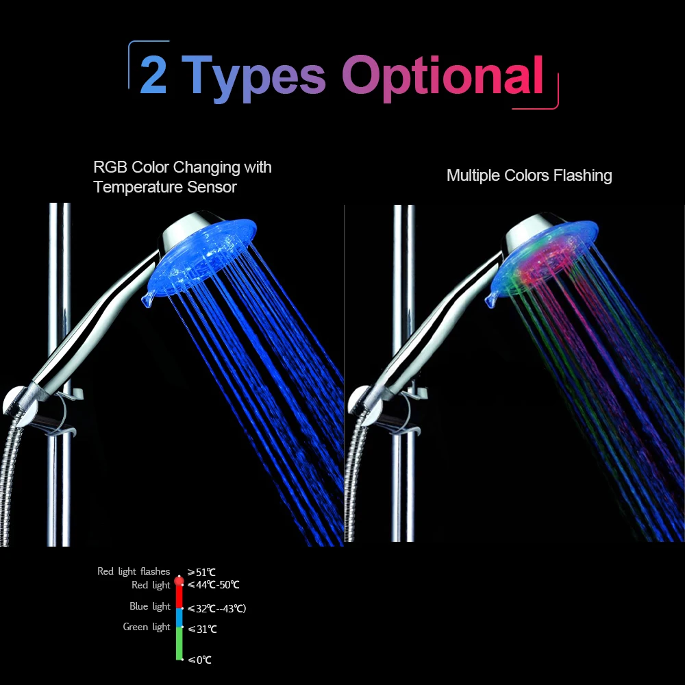 RGB 3/7 изменение цвета светодиодный спа душевая головка контроль температуры