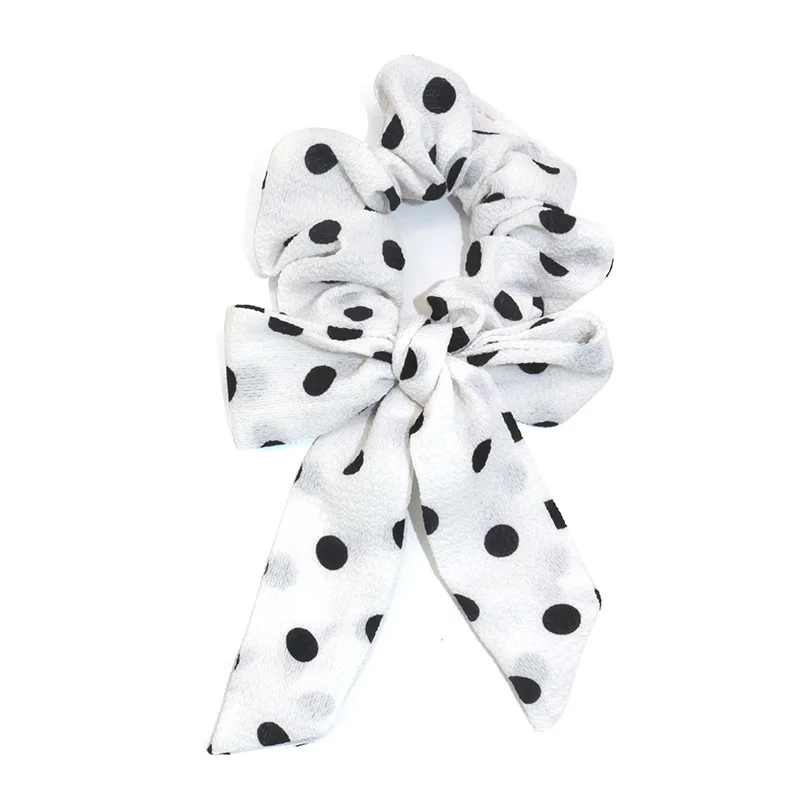 

Fashion Dot Print Bow Scrunchies women Elastic Hair Bands Hair Ties Stretch Ponytail Holder Hair Rope Ring Girl Hair Accessories