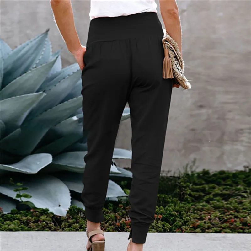 

Solid Color Women's High Waisted With Split Hem Pants Autumn And Winter High Waist Casual Loose Trousers